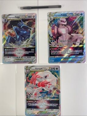 Jumbo Pokemon VSTAR Cards-Origin Forme Dialga & Palkia and Hisuian Zoroark